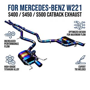 Système d'échappement Catback Vortex Valvetronic pour Mercedes Benz W221 S400 S500, Titane Bleu Brûlé, Performance Racing, Tuning - Product Image 1