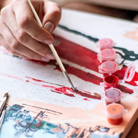 Kit de peinture par numéros à faire soi-même avec cadre, personnes se tenant la main et ballons, peinture par numéros sur toile, décoration artistique pour la maison