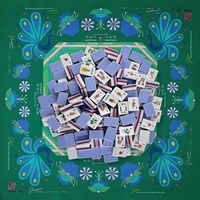 1-7/16 Zoll extra große 4-lagige amerikanische Mahjong-Matte, 160-teilig, Kornblumenblau, Pfauenmuster