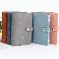 Portefeuille de défi d'épargne en cuir PU format A6 avec logo personnalisé, classeur à 6 anneaux pour carnet de budget et pochette zippée