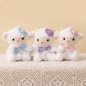 Porte-clés en peluche mouton en gros, pendentif personnalisé OEM, agneau en peluche avec nœud et jupe en dentelle pour cadeaux promotionnels - Product Image 2