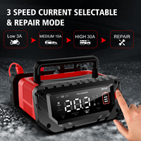 Chargeur de batterie intelligent entièrement automatique HTRC 30A 400W P30 12V/24V, câble rétractable, chargeur flottant Lifepo4 pour