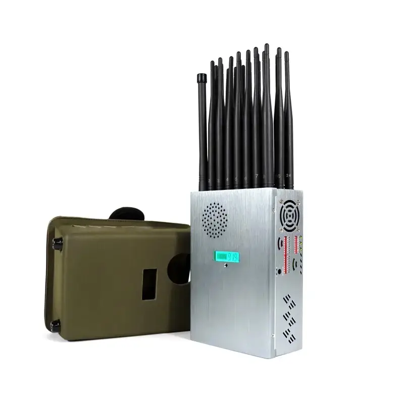 جهاز كاشف إشارة الهاتف المحمول المحمول 24 هوائيًا بنطاق الهوائي 2G 3G 4G 5G GPS WiFi VHF UHF