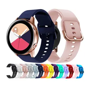 YHQ tali jam silikon gesper warna-warni 20mm untuk jam Samsung Galaxy aktif 2 40mm 44mm Aksesori jam tangan pintar