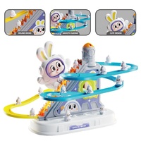 Samtoy Nouveau jeu de glissades de course sur rail en plastique ABS, 3 pièces, jeu spatial, montagnes russes, certifié EN71, pour les enfants de 2 à 13 ans, avec lumières et musique