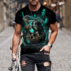 T-shirt Personalizzata con Design 3D Teschio Heavy <span class=keywords><strong>Metal</strong></span> per Uomo, Stampa Grafica Sublimazione, Maglietta Nera Punk Rock, Abbigliamento Maschile - Product Image 5