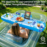 Piscine gonflable durable pour bronzage, transat de bain de soleil en PVC avec glacière intégrée, étagère flottante portable pour lac, plage, camping