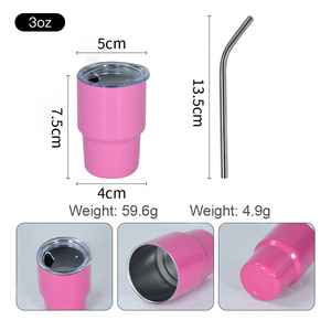 Nuevo Diseño Vendedor Caliente Acero Inoxidable 2oz 3oz tamaño mini vaso de café con pajita para licores - Product Image 6