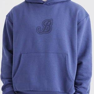 Conjunto de Sudadera con Capucha Azul para Hombre, Corte Holgado, Felpa, Chándal Informal con Bolsillo, Ropa de Otoño - Product Image 5