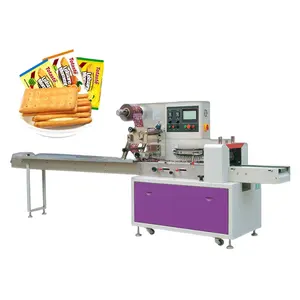 Mesin pengemas aliran pastri Pricep bagus, biskuit gandum, mesin kemasan bantal untuk bisnis kecil