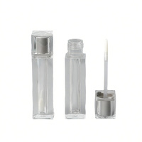 Vente en gros de tubes à gloss à lèvres carrés transparents en cristal de 5 ml avec bouchon à vis, impression offset, contenants en plastique ABS
