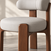Chaise de salle à manger rembourrée à dossier courbé avec assise capitonnée, structure en noyer, chaise d'appoint sans accoudoirs, couleurs personnalisables