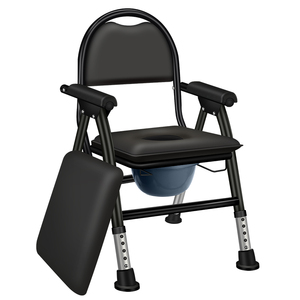Chaise de toilette pliable pour personnes âgées et femmes enceintes, usage domestique, avec siège et seau, structure en acier renforcé - Product Image 2