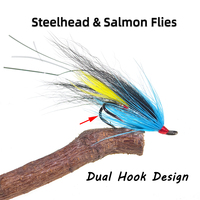 8 couleurs de mouches humides pour saumon Steelhead avec # 6 mouches streamer à double hameçon barbelé, avec plumes de coq et queue de renard, pour la pêche au black-bass et à la truite