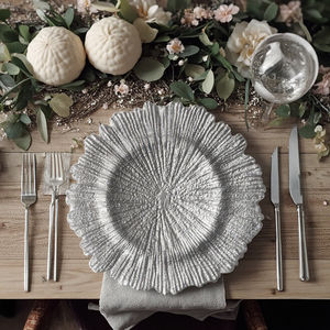 Assiettes de présentation en verre coloré (corail, rose, or, argent, vert, blanc) avec technique émaillée écologique pour mariages - Product Image 3