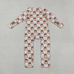 LR2557 RTS ชุดหมีแขนยาวพิมพ์ลายฟักทองสำหรับเด็กผู้หญิงทารกฮาโลวีนชุดหมีแขนยาวเด็กน่ารัก - Product Image 3