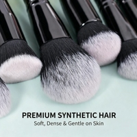 Ensemble de 15 pinceaux de maquillage noirs, poils synthétiques de qualité supérieure, manche en bois mat, kit cosmétique pour le fond de teint, le blush, les fards à paupières, pour femmes