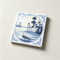 Carreaux décoratifs en céramique modernes motif moulin à vent et bateau 100x100mm pour mur d'accentuation intérieur