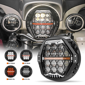 LOYO LED Motorcycle Headlight With Amber DRL RGB 4.5&quot; Fog Lights For Harley Davidson Street Glide Road King Dyna And Glide - Product Image 1