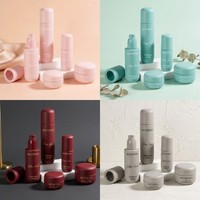 Ensemble d'emballages cosmétiques en verre rose mat givré en forme de capsule, flacon pompe pour sérum et lotion, capacité 100 ml, personnalisation OEM, soyeux