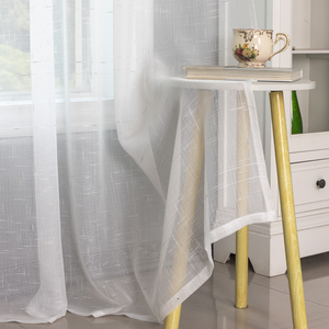 Voilage en polyester argenté à grille, blanc semi-transparent, draperie en voile texturé effet lin pour fenêtre, décoration de salon et de maison - Product Image 2