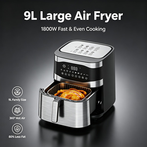 Friteuse à air Anbolife 9L 1800W, four électrique sans huile, écran tactile numérique, panier antiadhésif, certifié ETL pour la maison - Product Image 6