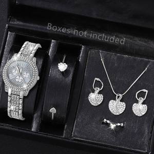 LP32 Fashion <strong>Watch</strong> Lady Jewelry <strong>Set</strong> <strong>Gold</strong> Silver <strong>Rose</strong> <strong>Gold</strong> Bling Rhinestone Necklace Bracelet Rings Earrings Gifts Five Piece <strong>Set</strong> - Product Image 1