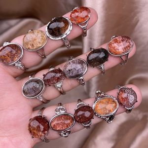 Natural Phantom <strong>Quartz</strong> Adjustable Ring with Alloy Setting - Unique Crystal Jewelry for Women Men Fashion <strong>Party</strong> Daily Wear - Product Image 4