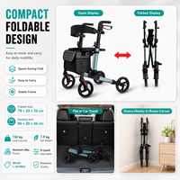 Simplywalk Déambulateur pliant compact en aluminium à 4 roues, capacité 136 kg, facile à plier, pour personnes âgées et centres de réadaptation, fournisseur OEM