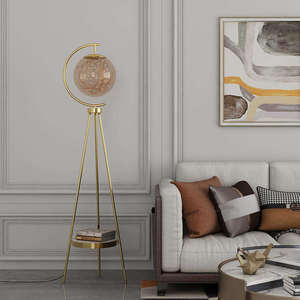 Lampe sur pied LED nordique de luxe moderne dorée avec <span class=keywords><strong>boule</strong></span> de verre pour salon, idéale pour la décoration intérieure - Grande Vente - Product Image 5