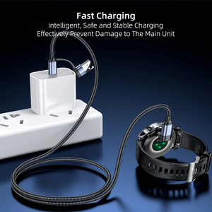 <span class=keywords><strong>Cable</strong></span> de Carga USB de 1.2M para <span class=keywords><strong>Garmin</strong></span> Venu2/VenuSq2/<span class=keywords><strong>3</strong></span>/3S Fenix 6/7/6S Pro Plus Vivoact, <span class=keywords><strong>Cable</strong></span> de Carga para Reloj con Conector Recto Trenzado - Product Image 4