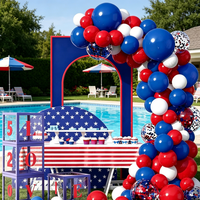 Neuartige 4. Juli Party-Dekoration 120-teilig Rot-Weiß-Blaue Patriotische Feier Hintergrund-Deko Unabhängigkeitstag Ballon-Bogen-Sets