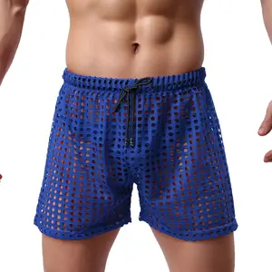 Koning Mcgreen Ster Sexy Uitgeholde Shorts Casual Strandkorte Cross-Broek Zwarte Mannen Zien Door Fetisj Losse Hotpants Met Trekkoord