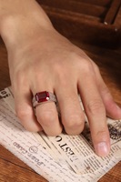 Prix usine Lustre Jewelry5ct Ovale carré 925 Argent Mens Royal Red Lab Créé Rubis Anneau