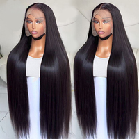 Perruque frontale en dentelle HD 13x6 invisible, cheveux humains indiens bruts, densité 180%, lisses, pour femmes noires