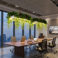 Lustre végétal biophilique ovale avec plantes grimpantes LED, suspension décorative pour restaurant, café, bureau, espace commercial, vente en gros, personnalisable