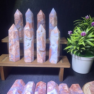 All'ingrosso rosa petalo agata punto naturale di cristallo curativo artigianato scolpito torre di pietra per la decorazione della casa regali - Product Image 2