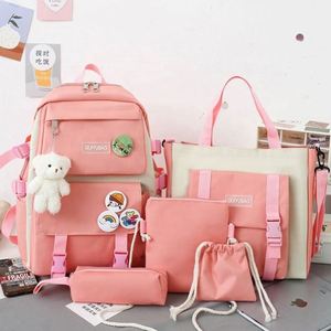 Custom Aesthetic <b>Backpack</b> Set - 5pcs Cute Trendy Daypack for <b>School</b> Teens Girls, Large Capacity Preppy Shoulder Bag - Product Image 2