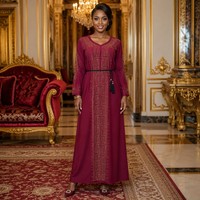 Robe Abaya de Dubaï élégante pour femme, style africain musulman, ornée de strass brillants, pour mariage, fête, Aïd, modeste, à manches longues, avec foulard