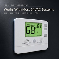 Thermostat de pompe à chaleur 2H1C 24V avec capteur PIR, ventilateur à deux vitesses, thermostat HVAC multi-étapes pour chauffage et refroidissement uniquement