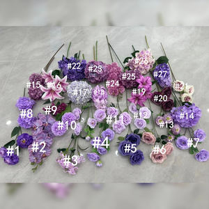Pieza central <span class=keywords><strong>de</strong></span> Mesa <span class=keywords><strong>de</strong></span> flores mixtas moradas, hecha a mano, realista, Real Touch, alta calidad, Artificial para fiesta, boda - Product Image 1
