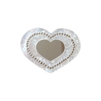 Support de téléphone magnétique en forme de cœur avec perles et strass, support de bureau adhésif, anneau télescopique simple, accessoires pour filles, vente en gros