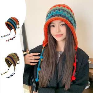 Gorro de Invierno para Mujer, Gorro de Punto Cálido, Gorro Peruano de Punto con Borlas, Gorro Holgado Suave Hecho a Mano con Orejeras - Product Image 3