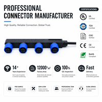 Conector Adaptador Impermeable M15 de Uno a Cuatro, Tipo F de 2 Pines, para Exteriores, LED, Macho-Hembra, con Cable y Arnés