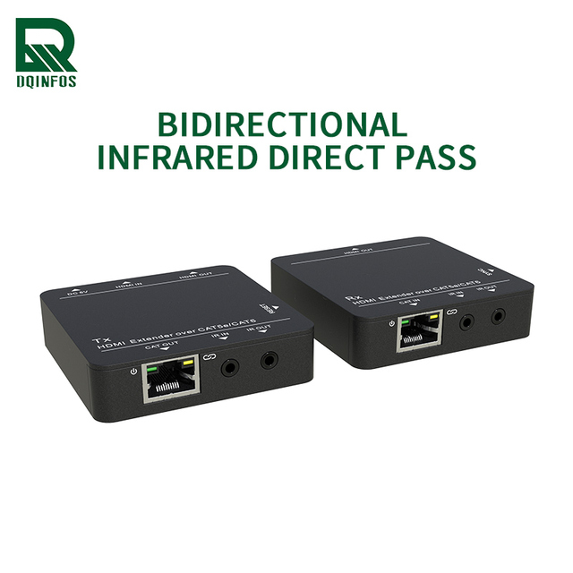 DQINFOS H DMI Extender Kit 10Gbps Supports up to 60m CAT5e with Built-n EDID Transmitter Receiver Suitable for Conference