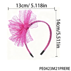 Diadema con <span class=keywords><strong>lazo</strong></span> de encaje rosa fuerte Retro de los años <span class=keywords><strong>80</strong></span> PESENAR-Accesorio para el cabello vintage audaz para fiestas temáticas y de <span class=keywords><strong>moda</strong></span> nostálgica de los años <span class=keywords><strong>80</strong></span> - Product Image 4