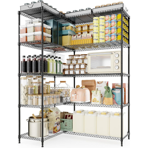 MZG Open Design Adjustable Pantry Kitchen Wire <b>Rack</b> High Capacity Garage Corner 5 Tier Metal Wire Storage Shelving - Product Image 1