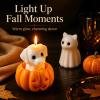 Bougie parfumée fantaisie 3D mignonne en forme de chien, chat ou citrouille, décoration de table pour Halloween, cadeau d'automne et de Thanksgiving