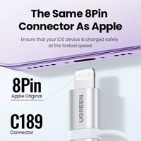 Câble USB de charge rapide UGREEN 3-en-1 avec connecteurs Type-C, Micro USB et Lightning, certifié MFi, en nylon tressé pour iPhone 17, 16, 15, 14 Pro Max
