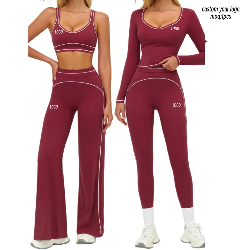 Aoyema 13-Year Factory Women's Sports Wear Suit MOQ 1pc Custom LOGO Elastic Slim-Fit Sports Wear Yoga Casual Fitness Set